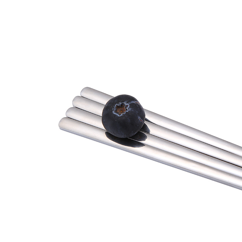 Palillos de acero inoxidable 304 palillos planos sólidos de estilo coreano Corea del Sur palillos sólidos gruesos de estilo coreano de acero inoxidable vajilla transfronteriza