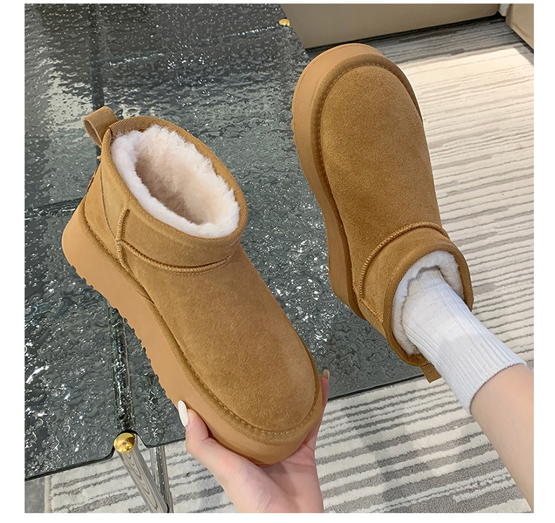 2023 new autumn and winter women's casual thick-soled snow boots plus velvet, thickening and heightening one-leg snow cotton shoes and cotton boots_voghion.com