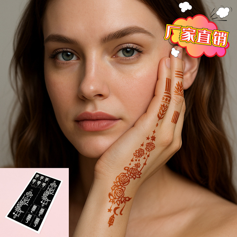 Cross-border Hina tattoo spray painting template India waterproof hand-painted hollow tattoo template tattoo stencil