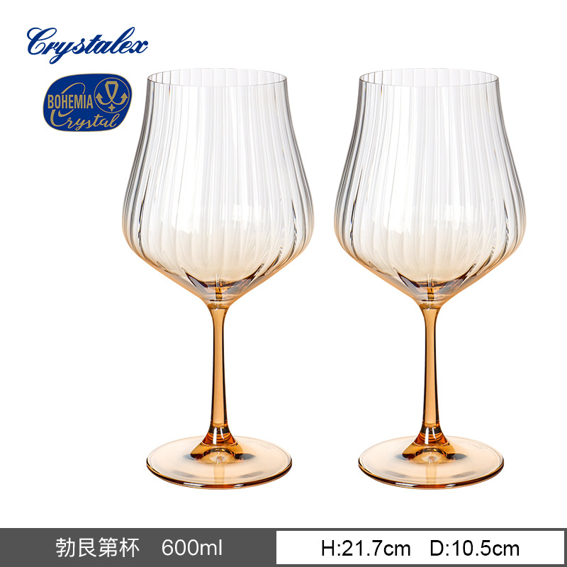 Vaso de cristal sin plomo importado de la República Checa, taza de pie alto vertical, simple nórdica, simple tulipán, vino tinto, agua doméstica image 16