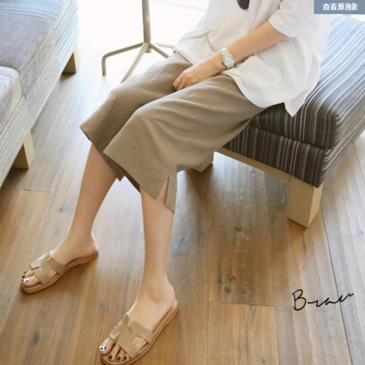 Maternity Cropped Summer Thin Cotton-Linen Belly Support Pants, Plus Size Loose Wide-Leg Casual Cropped Pants, Korean Trendy Mom 188 Maternity Cropped Summer Thin Cotton-Linen Belly Support Pants, Plus Size Loose Wide-Leg Casual Cropped Pants, Korean Trendy Mom 188