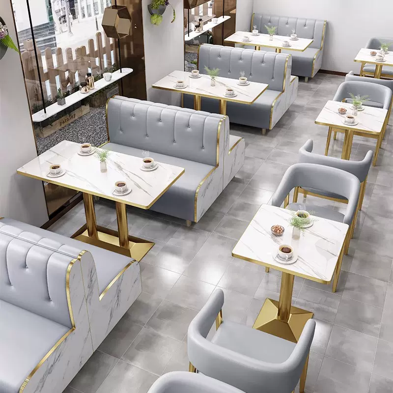 网红奶茶店桌椅简约咖啡厅小吃甜品汉堡西餐饮品饭店卡座沙发组合