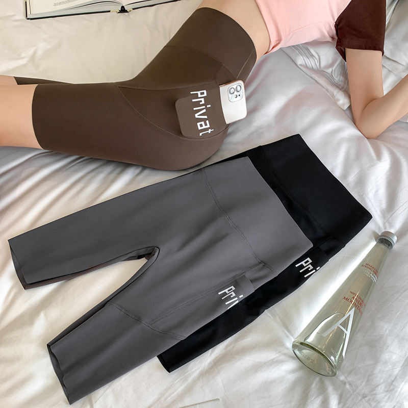 Summer Thin Five-point Shark Safety Shorts Women's Anti-walking with Pocket Outer Wear Riding Sports Barbie Pants Leggings