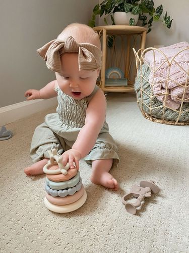 婴儿彩虹塔硅胶叠叠圈 互动软胶积木叠叠圈 早教益智玩具堆堆乐