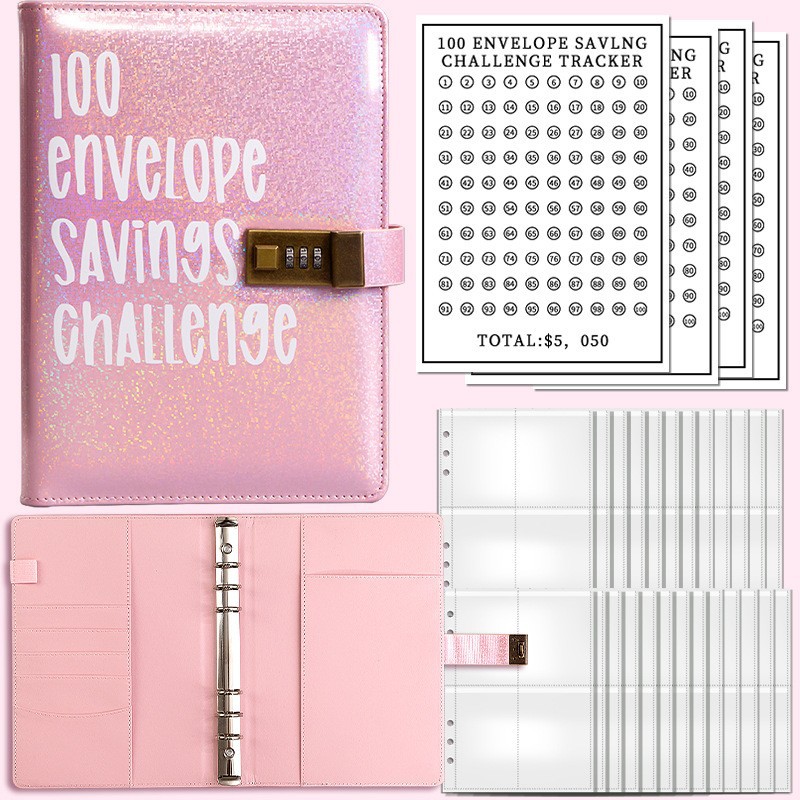 100 EnvelopeChallenceBinder bloqueo de contraseña 100 días par ahorro desafío de hojas sueltas libro de mano image 9