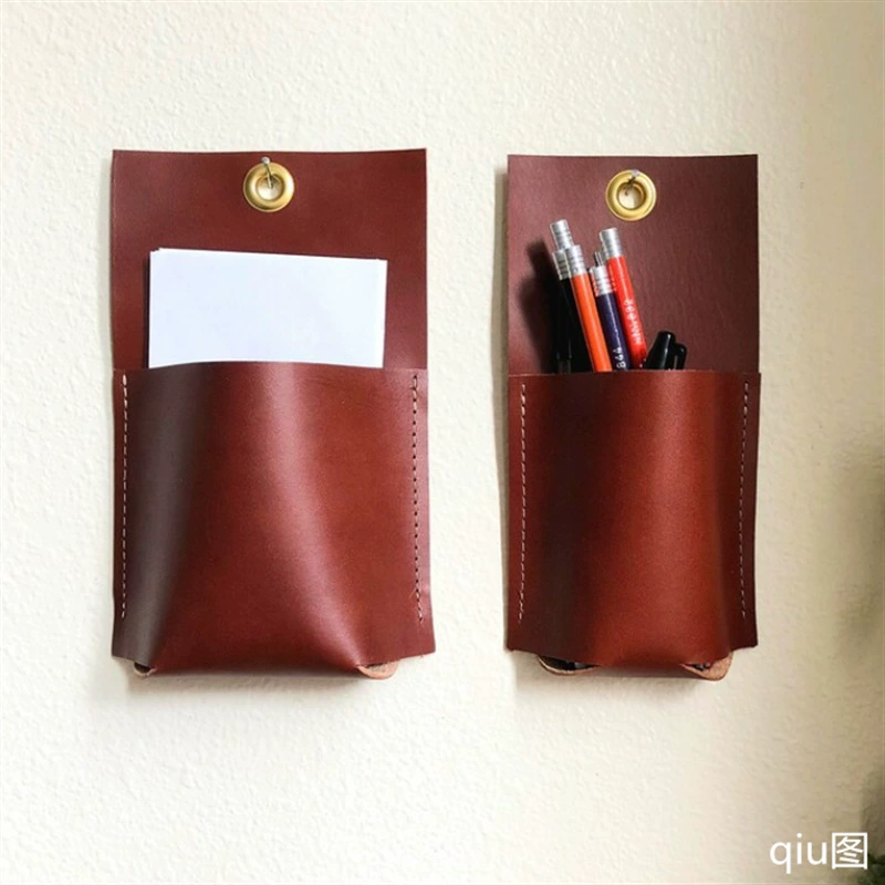 Кожаный настенный ящик для хранения из искусственной кожи настенная сумка для хранения ножницы с дистанционным управлением карандаш настенная сумка
