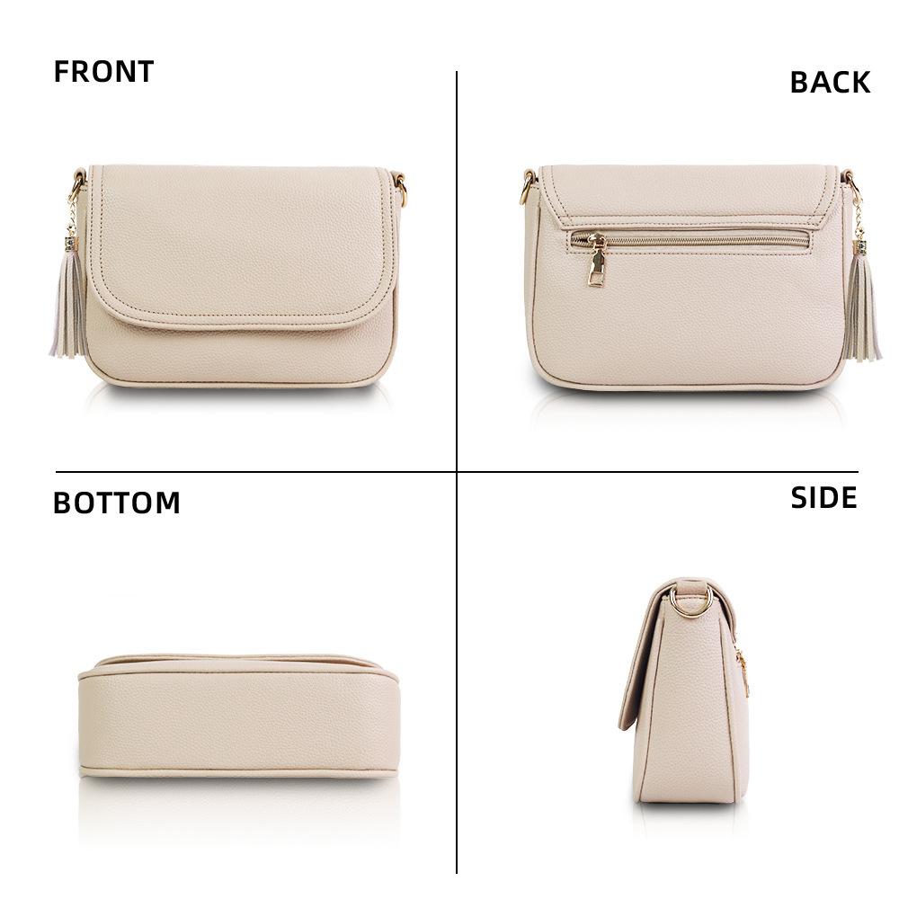 Medium Size Women's Medium Pu Leather Solid Color Classic Style Square Flip Cover Square Bag