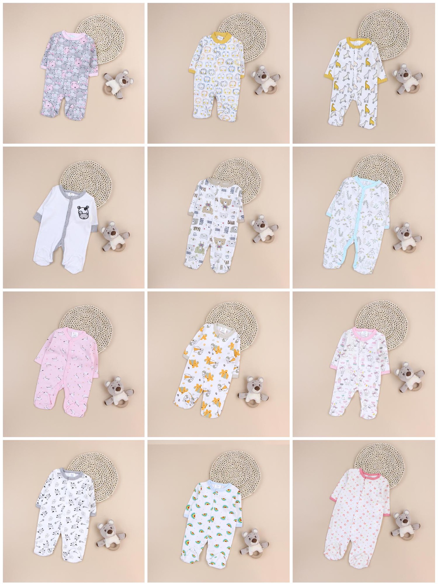 Babay Romper recién nacido cuatro estaciones trepa bata bata bata ropa de algodón ropa de manga larga