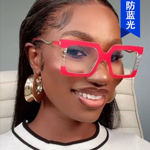 European and American retro square anti-blue light glasses frame trend  new optical mirror flat mirror female personalized glasses frame