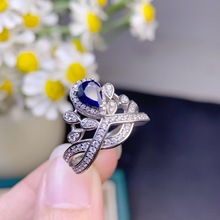 ��Ȼ�{��ʯ��ָ�ɫ���������Ǿ�ƷS925�y�����Ƕ��ʯ�ߴ�5*7mm