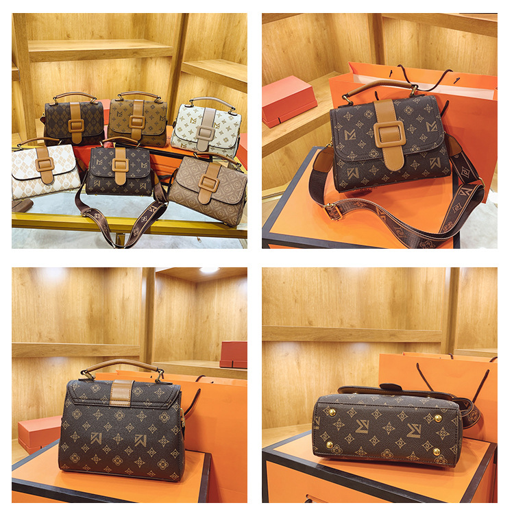 French niche design women's 2023 new fashion printed portable small square broadband one shoulder crossbody bag_voghion.com
