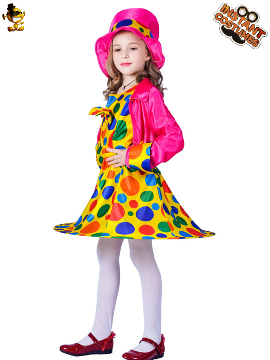 Polka Dot DE LOS NIÑOS vestido payaso traje Halloween cos chica rendimiento etapa partido traje