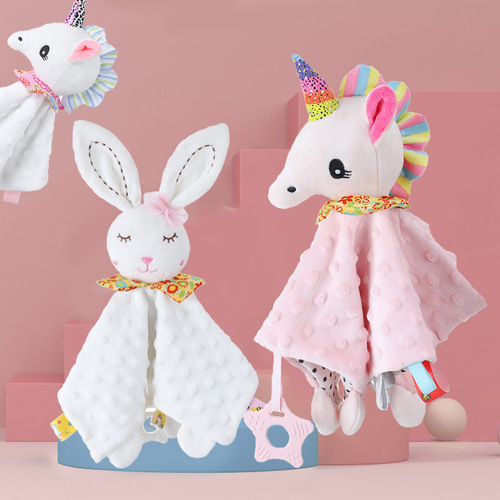 Foreign trade baby beanie velvet soothing towel that babies can chew and hold to sleep, rabbit hand puppet soothing doll