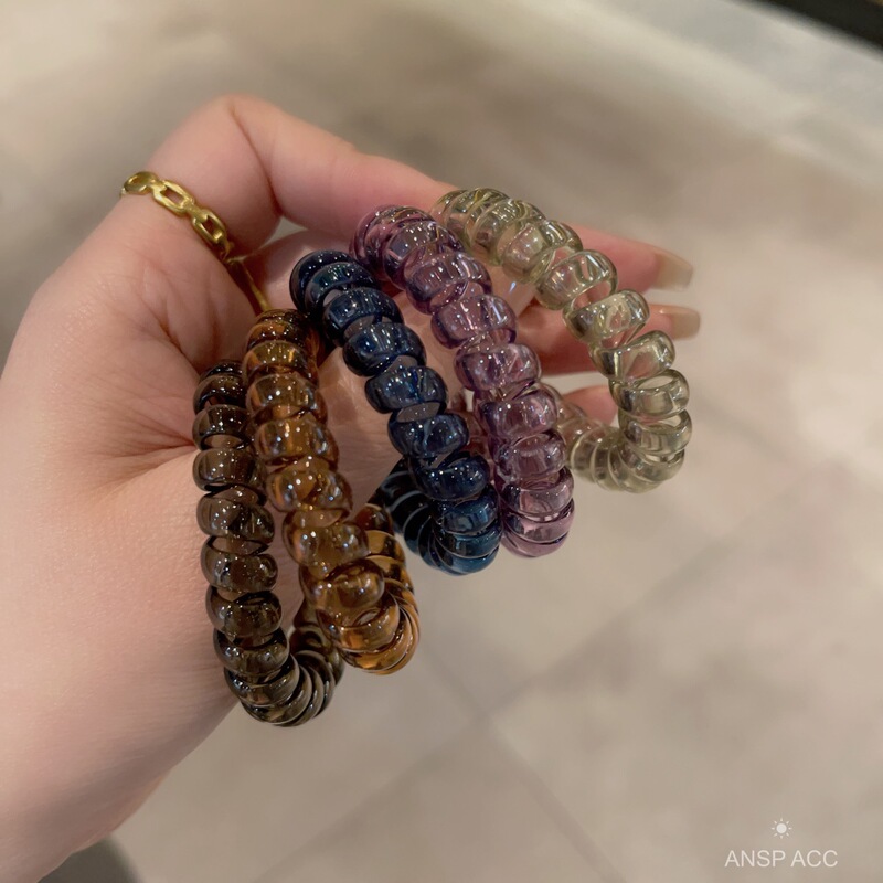 South Korea Dongdaemun 2023 New Light and Deep Color Telephone Line Hair Ring Simple High-end Hair Rope Rubber Band South Korea Dongdaemun 2023 New Light and Deep Color Telephone Line Hair Ring Simple High-end Hair Rope Rubber Band