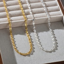 时尚简约黄铜镀18k真金猪鼻子长款链条欧美个性独特气质百搭项链