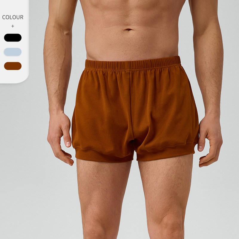 Men's Summer Yoga Shorts Cotton Breathable Sweat Absorbing Loose Sports Pumpkin Pants Anti-light Fitness Shorts 51424