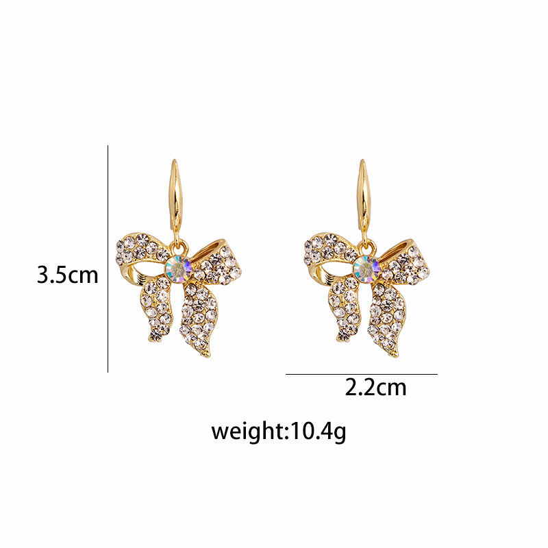 Fashion Full Diamond Three-dimensional Bow Alloy Ear Hook display picture 1