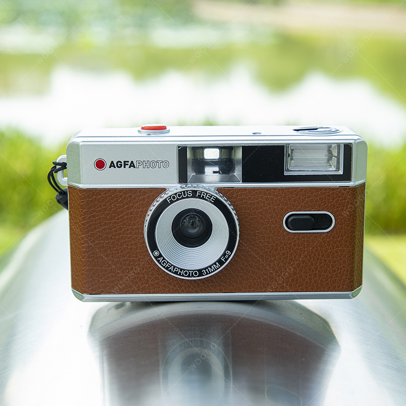 German Agfagfa Retro Brown Film Camera with Flash, Point-And-Shoot Camera for Students and Adults, Creative Gift