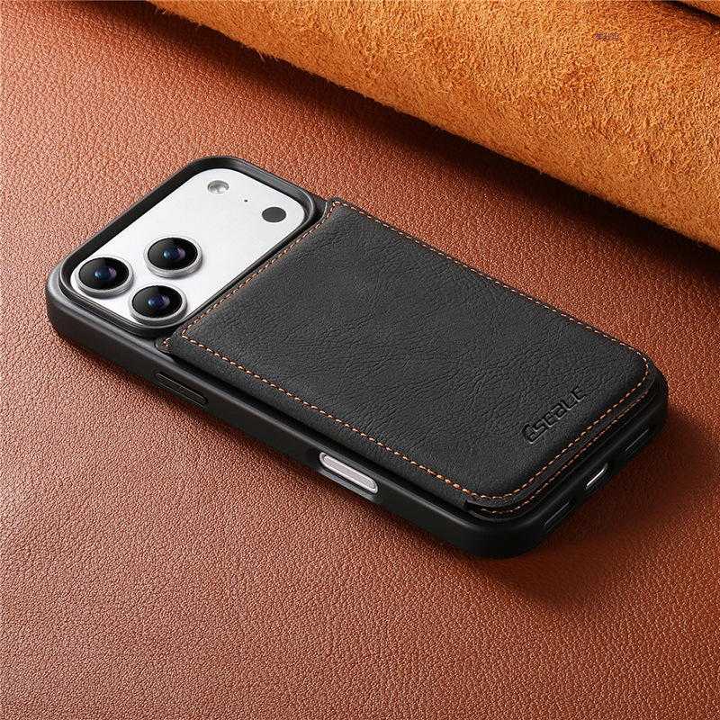 Ốp lưng da iPhone 17 Pro Max tích hợp khe thẻ, chống rơi toàn diện — [Mẫu cổ điển màu đen ★ Lắp nắp lưng thẻ vào., [Mẫu cổ điển màu nâu nhạt ★ Lắp nắp lưng thẻ vào., [Mẫu cổ điển màu xanh ★ Lắp nắp lưng thẻ vào chi tiết 3