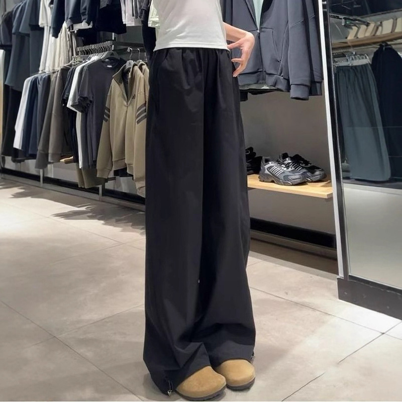 藏青色工装裤女夏季2025新款美式休闲直筒裤小个子速干运动阔腿裤|undefined