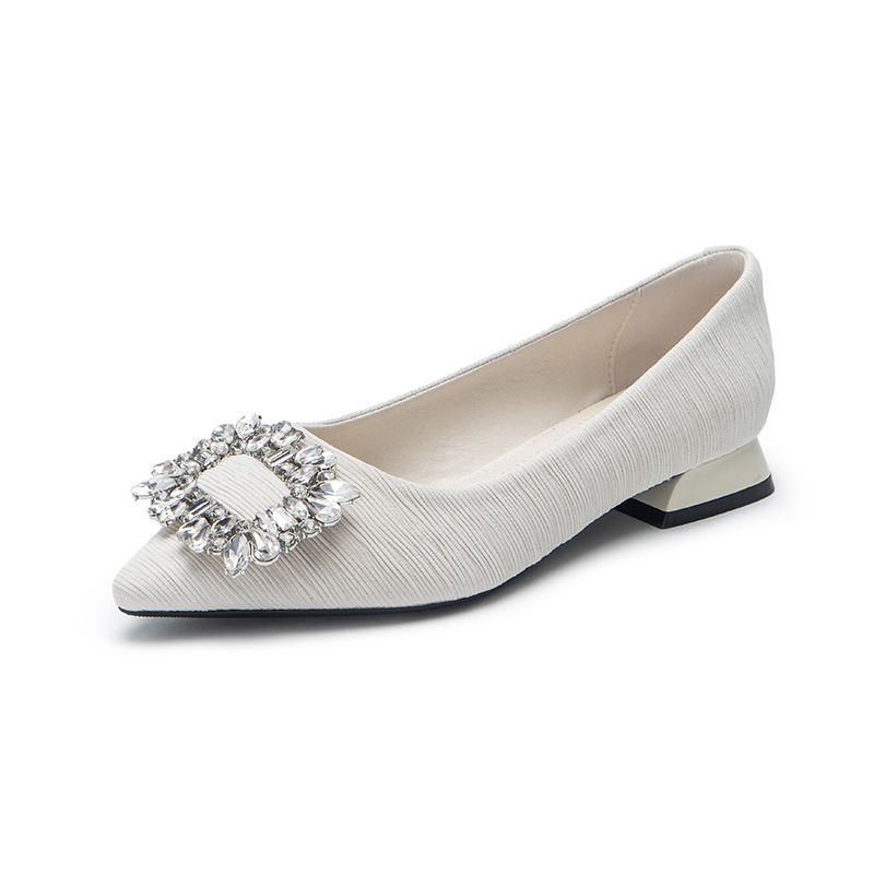 Su Yan Yan es el mismo ballet ~ botón cuadrado de diamante de punta V zapatos planos de ballet de tacones de mujer primavera