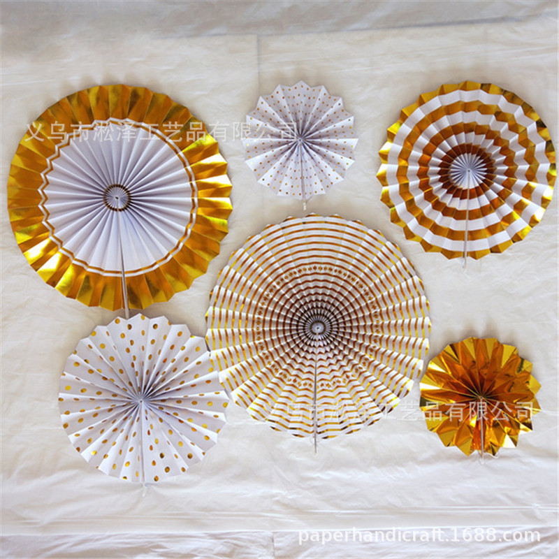 6 un conjunto de ventilador de papel redondo de origami flores festivas decoración de ventanas de bodas de cumpleaños pared de fondo DIY set