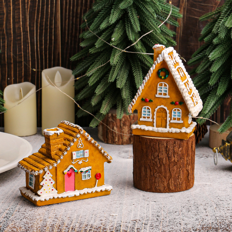 新しいクリスマス樹脂小さな家マイクロ風景 LED 発光ハウスクリスマスハウスデスクトップ装飾品クリスマス装飾|undefined