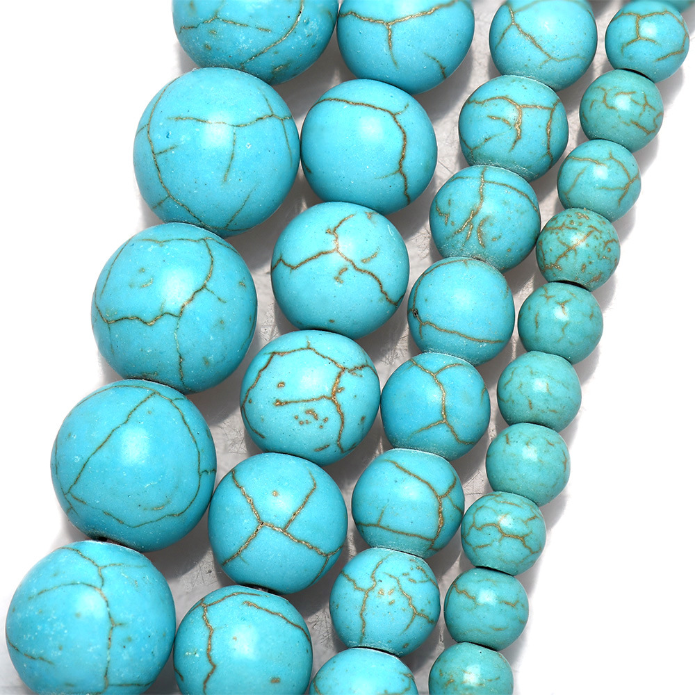 藍松石手鍊圓珠 仿藍松石散珠 陶泥合成 DIY手鍊原材料 跨境貨源
