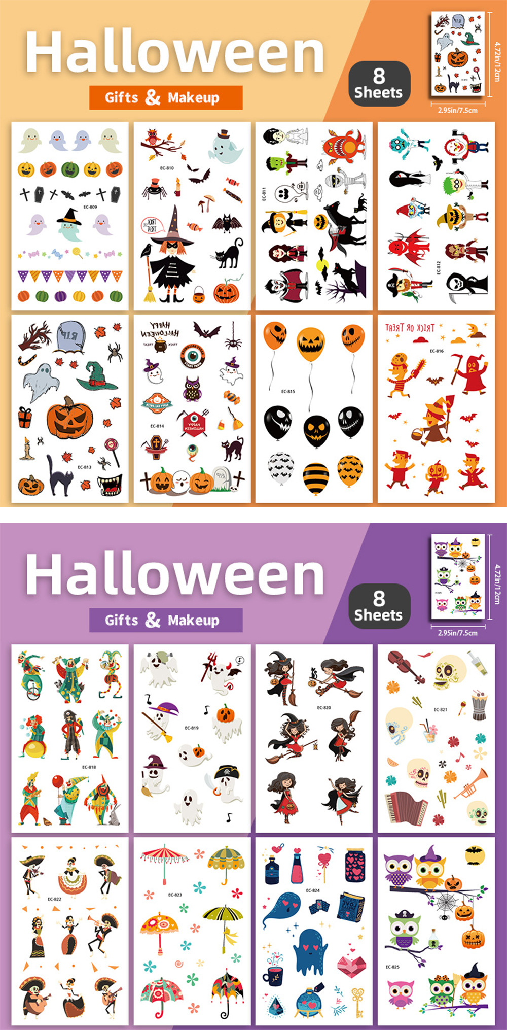 Masquerade, Party Occasion Halloween Pumpkin Masquerade Party Tattoo Stickers