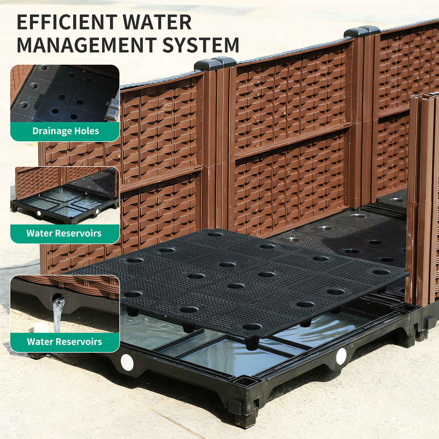 Caja de plantación multifuncional engrosada maceta rectangular combinada de plástico de resina olla vegetal balcón caja de flores larga