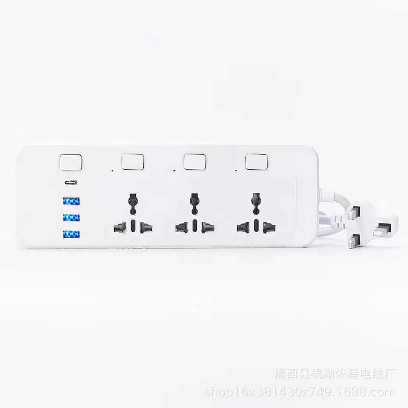 Enchufe de exportación de comercio exterior, placa enchufable USB, interruptor independiente multifuncional para el hogar, estándar británico, estándar europeo, americano, con tira de enchufe de cable