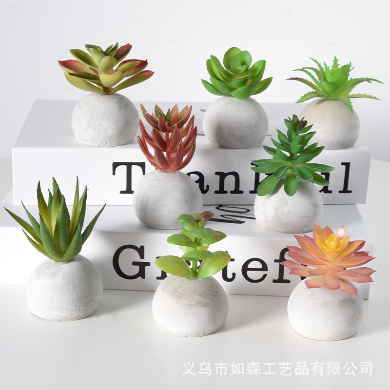 Simulación de bolas de cemento pequeñas bonsai carnosas plantación verde interior plantación de maceta de oficina pequeña decoración de escritorio props de disparo image 3