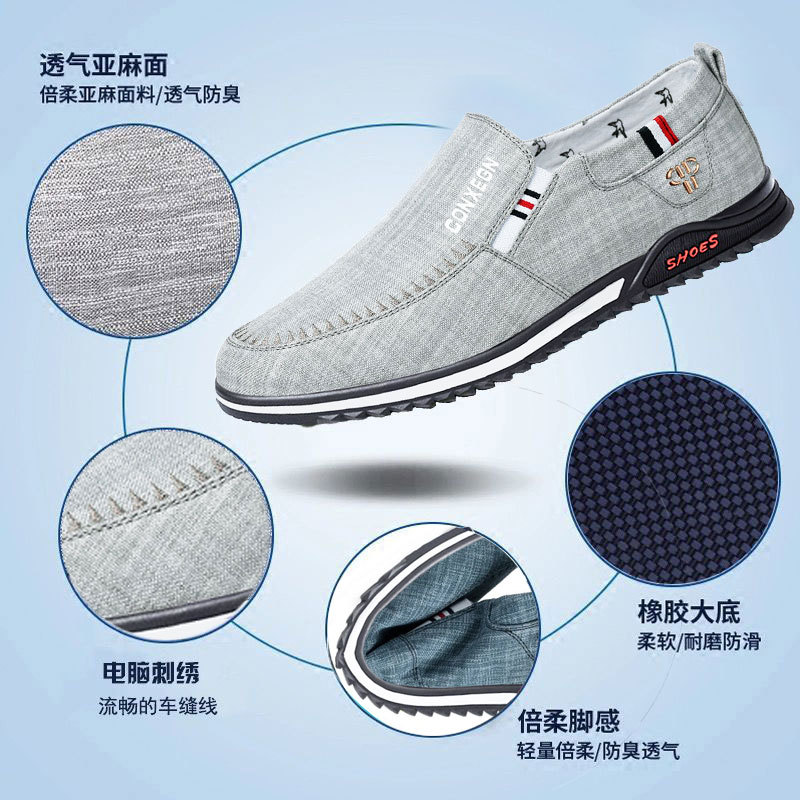 Cross border wholesale 2022 spring new style old Beijing cloth shoes, linen canvas breathable fashion casual men's shoes