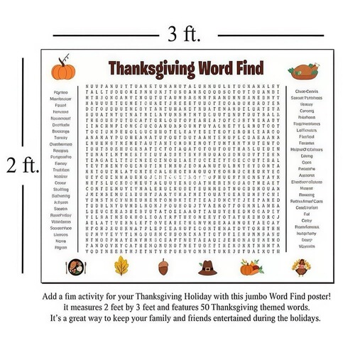 Practical Jumbo Thanksgiving Word Search Poster