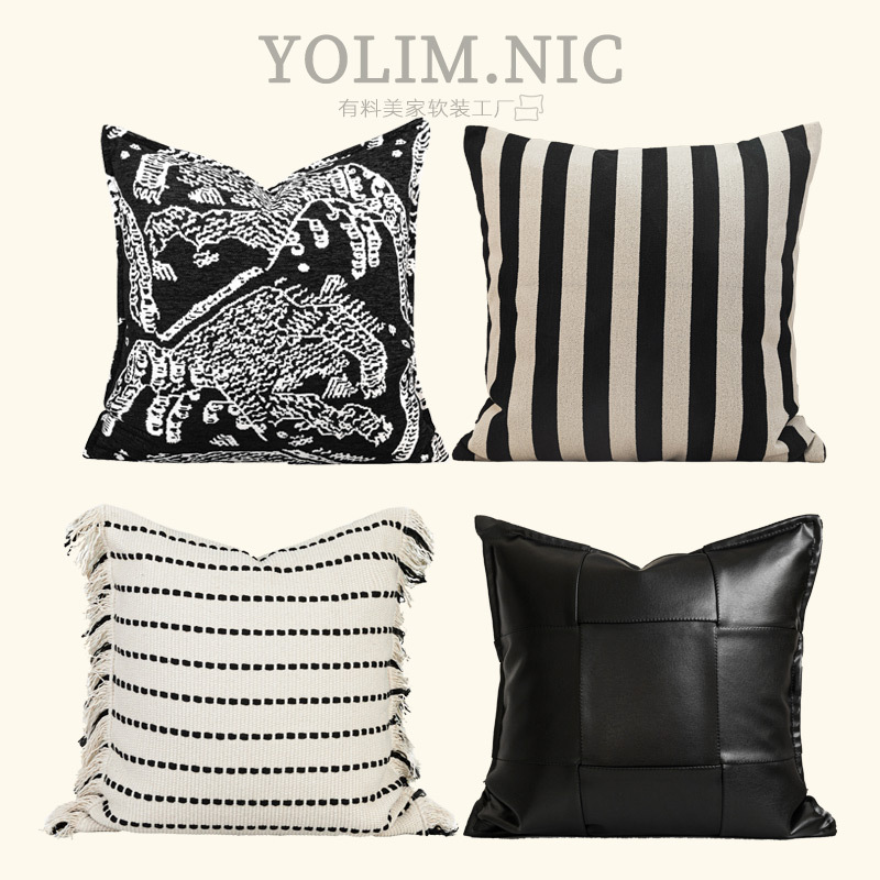 French Antique Sofa Pillow Combination Living Room Black Sofa Cushion with Light Luxury Pillow Case Bed Bag