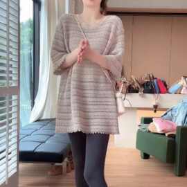 仅用于产品展示勿拍-设计感中长版短袖T恤女夏季下装消失今年流行