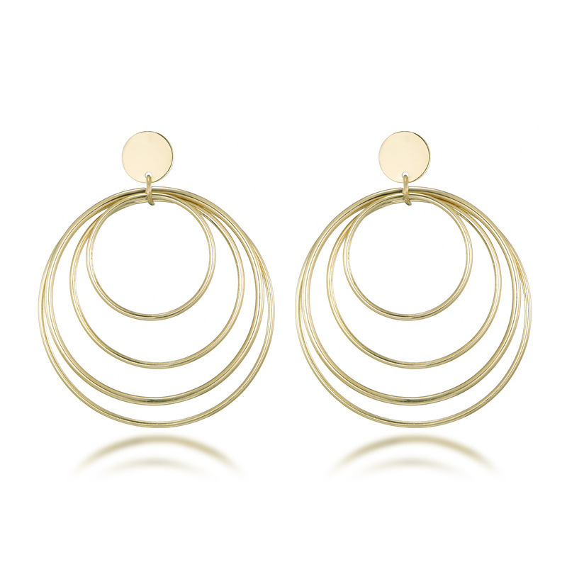 Fashion Round Metal Plating Earrings display picture 5