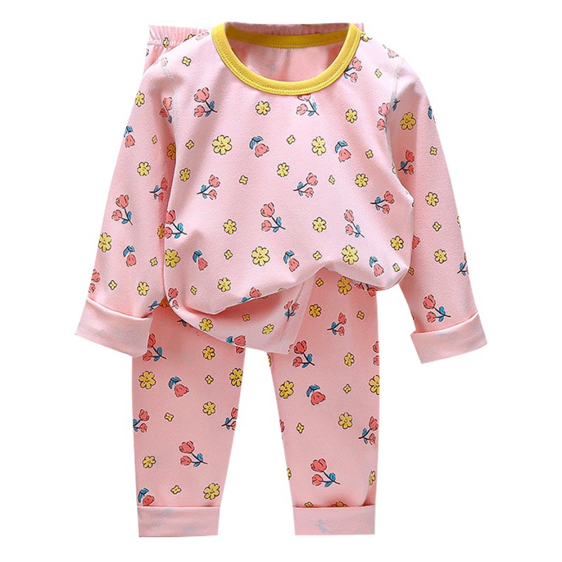 Conjunto de pijamas para niños, nuevo estilo de otoño, ropa interior de algodón y licra para bebés, ropa de casa para niños, ropa de otoño para niñas, venta al por mayor de ropa infantil