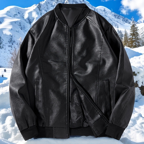Bestselling leather jacket autumn data bestselling leather jacket low price volume running baseball collar quality PU leather jacket black