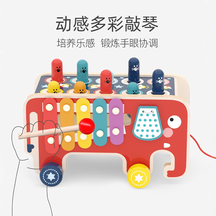 El desarrollo mental de los niños educación temprana educativa instrumento musical juguete multifuncional dinosaurio elefante hámster mesa de piano de doce tonos