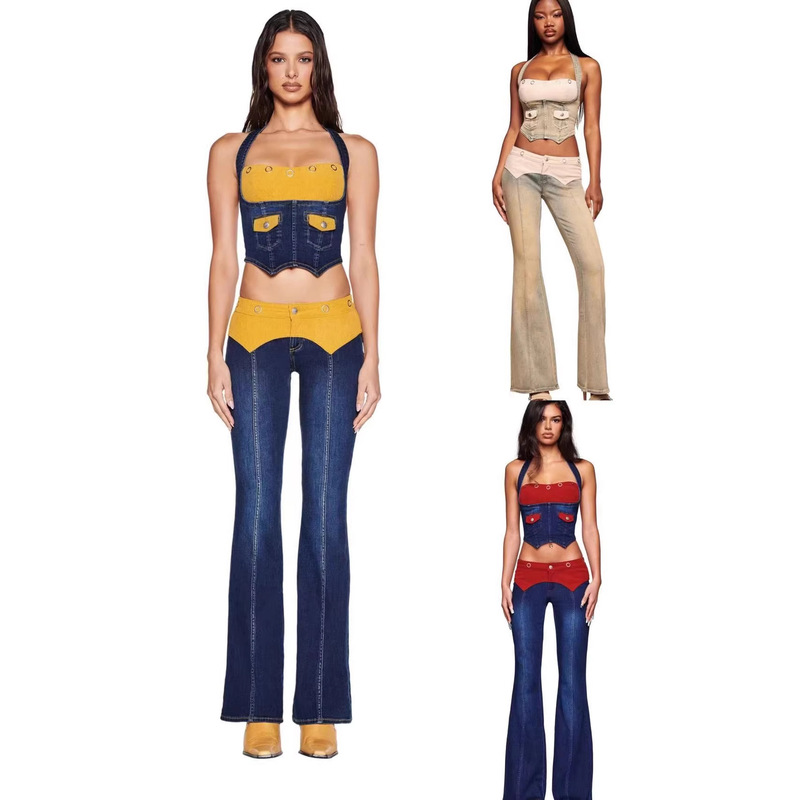 I.Am.Gia Corduroy Splicing Denim Halter Corset Tommie Jeans Iamgia