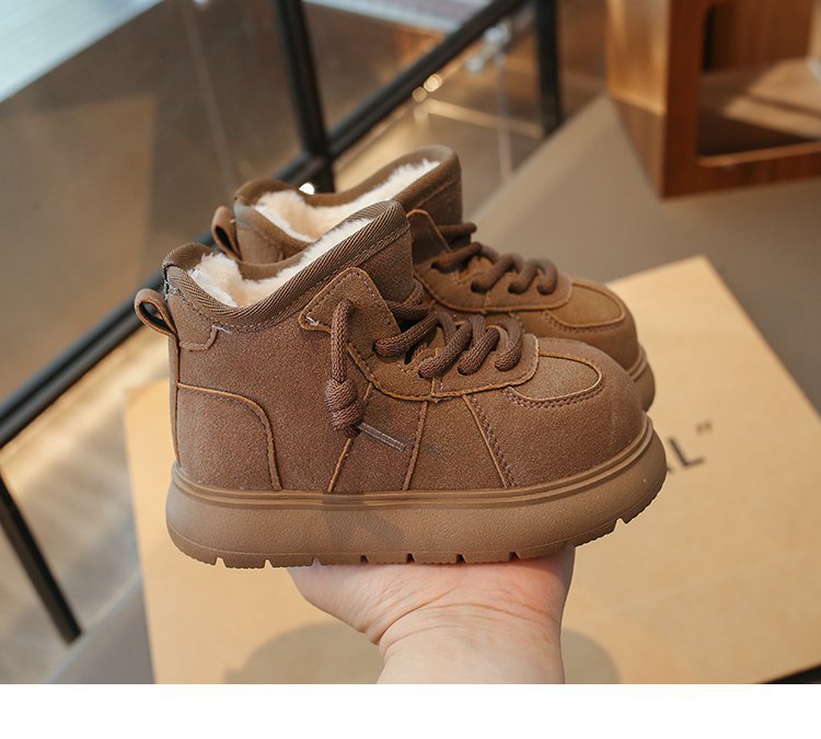 Girls' Snow Boots 2025 Winter New Children's Cotton Shoes Kapibara Big Toe Fleece Lined Thickened Parent-Child Loafers_voghion.com