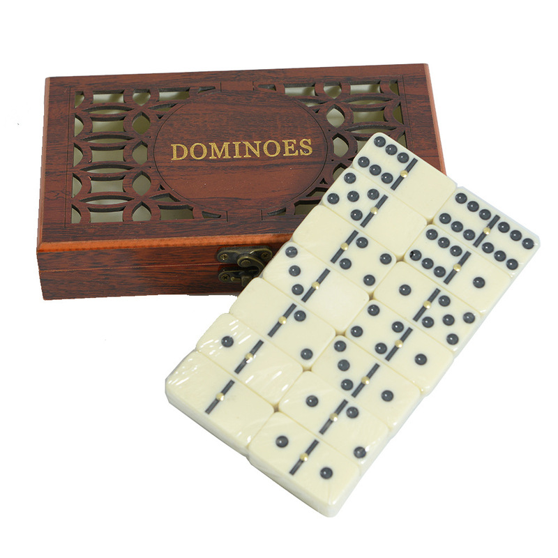Domino28-piece melamine dominoes boxed indoor board game leather packaging chess and card game toy wholesale Domino28-piece melamine dominoes boxed indoor board game leather packaging chess and card game toy wholesale