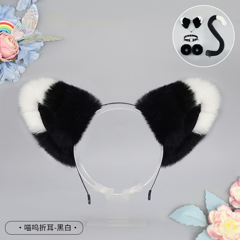 De una sola pieza hecha a mano de peluche Lolita diadema de oreja de gato KC accesorios para el cabello bestia oído tocado Fox oreja horquilla