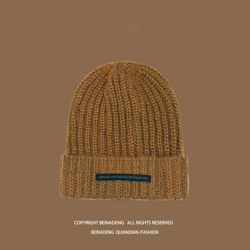 Men's Hats autumn and winter trendy couple wool hats for men and women warm and versatile cold hats large head circumference knitted hats for men_voghion.com