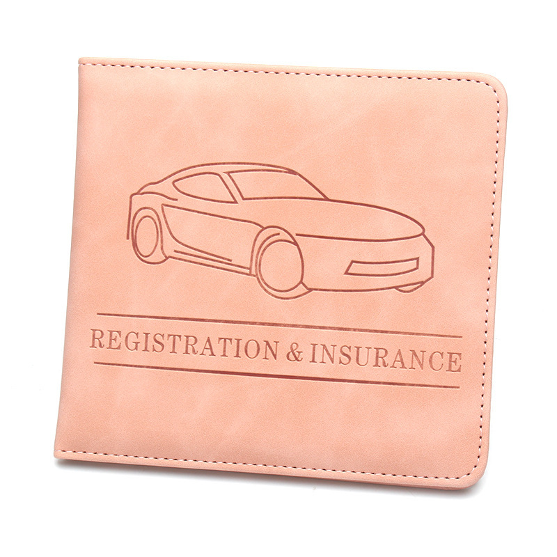 Carpeta de información de seguro de automóvil de cuero corto de motocicleta de licencia de conducir cubierta de almacenamiento