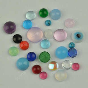 Mixed Color Wholesale Red, Blue and Green Glass Flats Plain Semi-Circular Loose Stone Glass Cabochon Artificial Gemstone