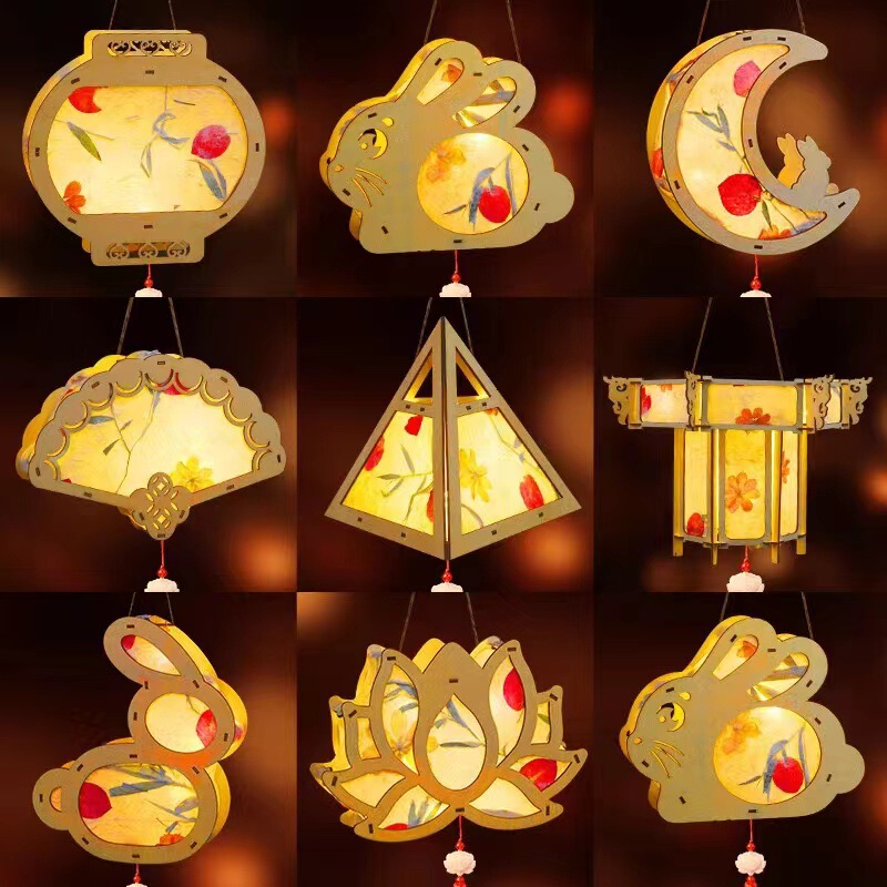 Mid-Autumn Festival Jade Rabbit Pavilion New Style Lanterns Children's Palace Lanterns Glowing Lanterns Wooden Jade Rabbit Handmade Children's DIY Lanterns Mid-Autumn Festival Jade Rabbit Pavilion New Style Lanterns Children's Palace Lanterns Glowing Lanterns Wooden Jade Rabbit Handmade Children's DIY Lanterns