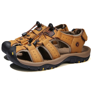 Cross-Border Amazon Large Size Beach Sandals Breathable First Layer Cowhide Non-Slip Quick-Drying Casual Shoes Sports Outdoor Toe Caps