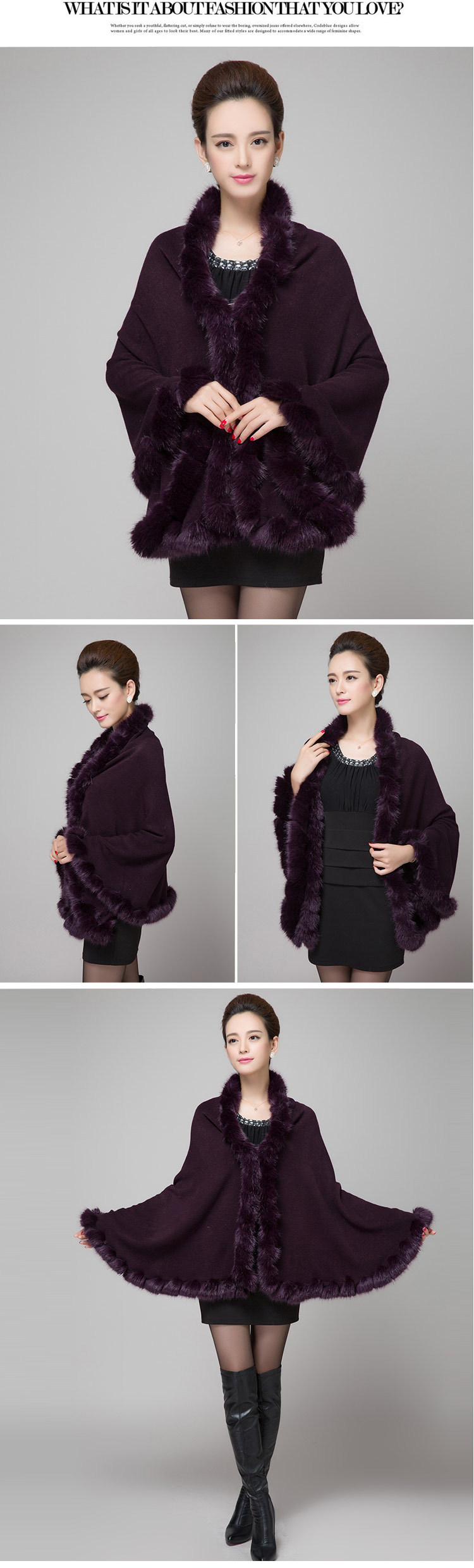 Wool shawl Women's fashion knitted cardigan cape plus size coat_voghion.com